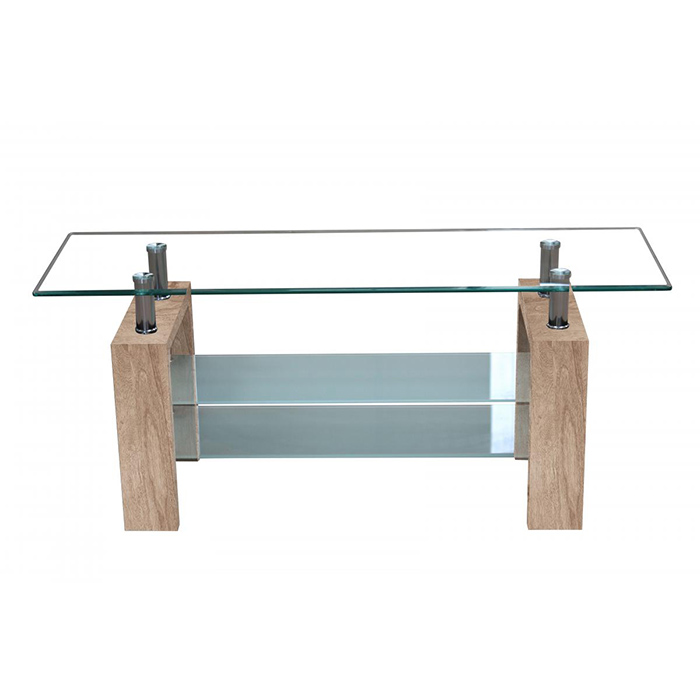 Telford Glass Top Tv Unit Table In Natural - Click Image to Close